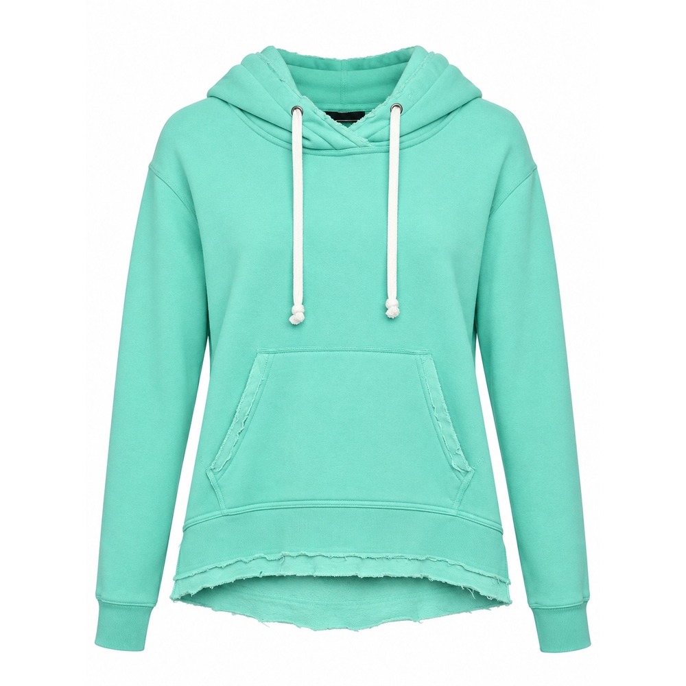 We The Free Zuma Hoodie Women XS Mint Green Raw Hem Distressed High Low Pullover